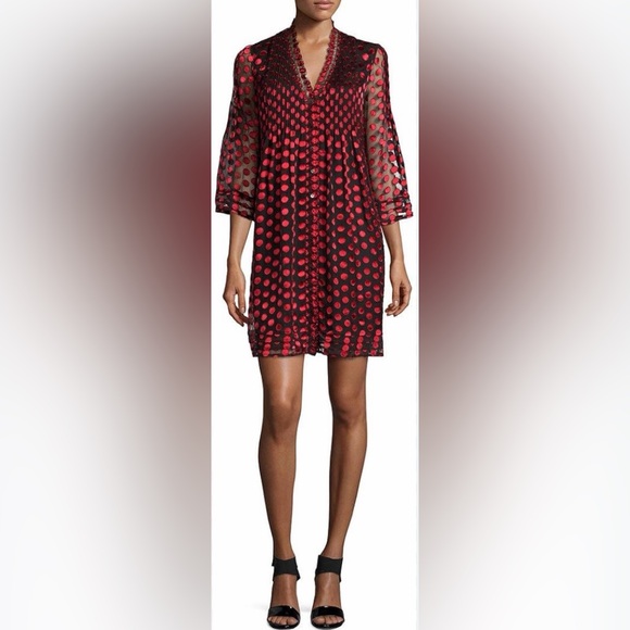 Diane Von Furstenberg Dresses & Skirts - Diane Von Furstenberg Red and Black Polka Dot Print Mini Dress Size 8